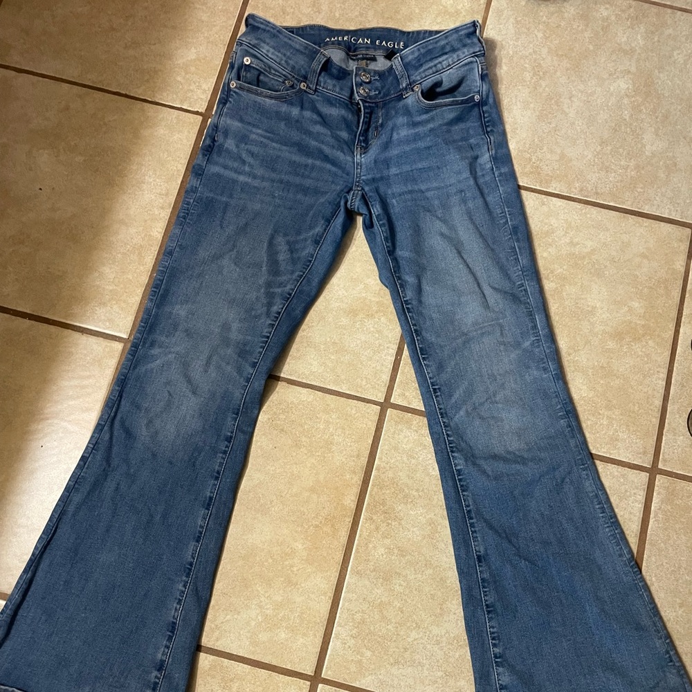 AE Next Level Super Low-Rise Flare Jean size 4